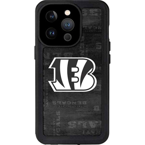 NFL Cincinnati Bengals Black & White iPhone 14 Pro Waterproof Case