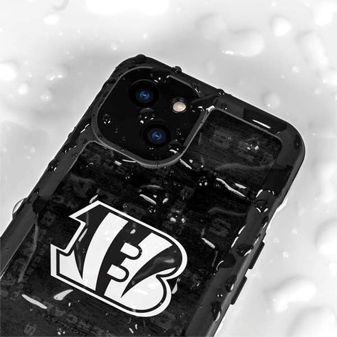 NFL Cincinnati Bengals Black & White iPhone 15 Waterproof Case