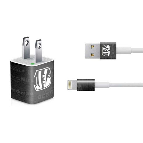 NFL Cincinnati Bengals Black & White iPhone Charger (5W USB) Skin