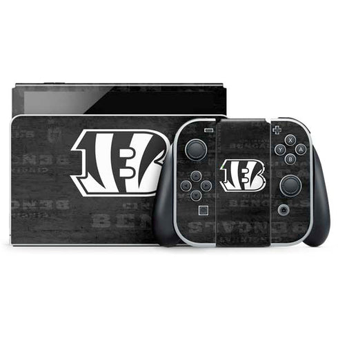 NFL Cincinnati Bengals Black & White Nintendo Switch OLED (2021) Skin