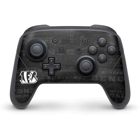 NFL Cincinnati Bengals Black & White Nintendo Switch Pro Controller Skin