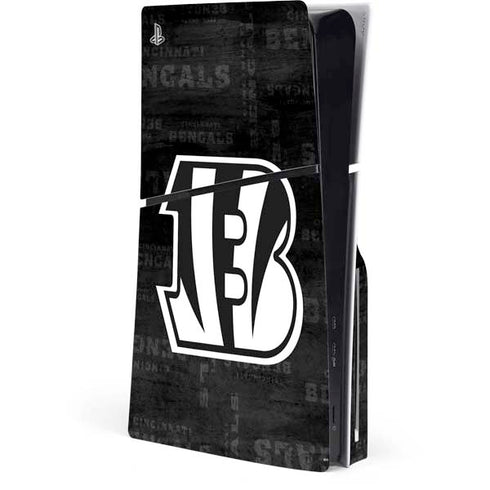 NFL Cincinnati Bengals Black & White PS5 Slim Disk Console Skin