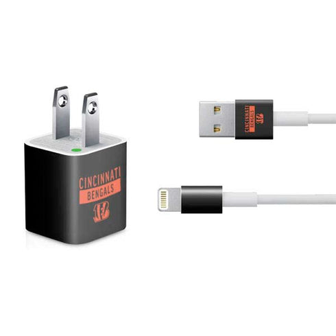 NFL Cincinnati Bengals Black Performance Series iPhone Charger (5W USB) Skin