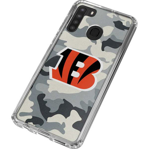 NFL Cincinnati Bengals Camo Galaxy A21 Clear Case