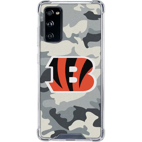 NFL Cincinnati Bengals Camo Galaxy S20 FE Clear Case