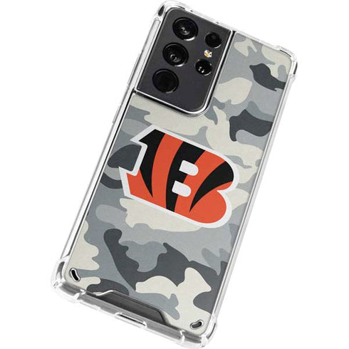 NFL Cincinnati Bengals Camo Galaxy S21 Ultra 5G Clear Case