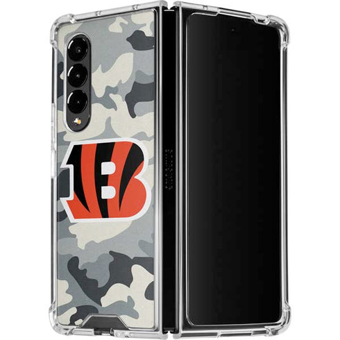 NFL Cincinnati Bengals Camo Galaxy Z Fold4 5G Clear Case
