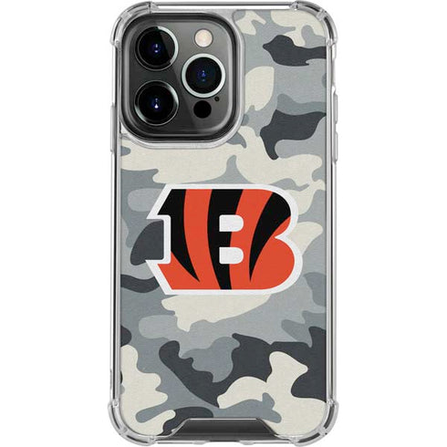 NFL Cincinnati Bengals Camo iPhone 15 Pro Clear Case