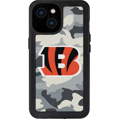 NFL Cincinnati Bengals Camo iPhone 15 Waterproof Case