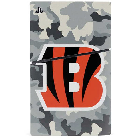 NFL Cincinnati Bengals Camo PS5 Slim Disk Console Skin