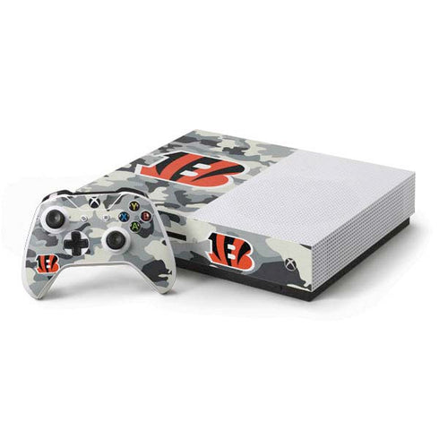 NFL Cincinnati Bengals Camo Xbox One S Console and Controller Bundle Skin