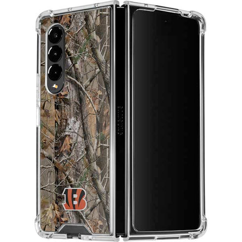 NFL Cincinnati Bengals Realtree AP Camo Galaxy Z Fold4 5G Clear Case