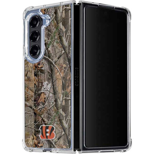 NFL Cincinnati Bengals Realtree AP Camo Galaxy Z Fold5 5G Clear Case