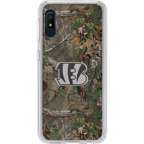 NFL Cincinnati Bengals Realtree Xtra Green Camo Galaxy A10e Clear Case