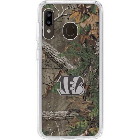 NFL Cincinnati Bengals Realtree Xtra Green Camo Galaxy A20 Clear Case
