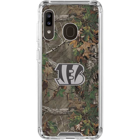 NFL Cincinnati Bengals Realtree Xtra Green Camo Galaxy A30 Clear Case