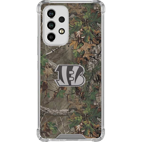 NFL Cincinnati Bengals Realtree Xtra Green Camo Galaxy A53 5G Clear Case