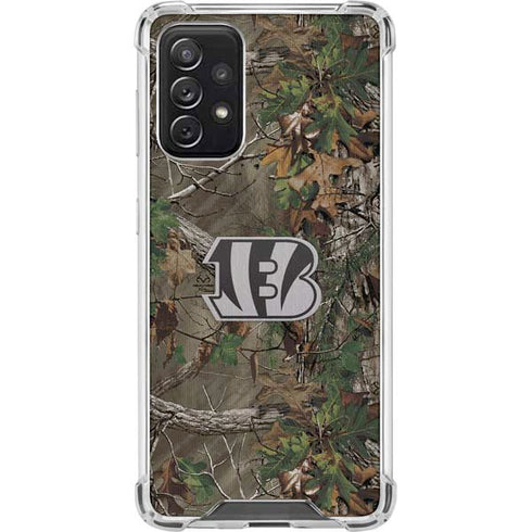 NFL Cincinnati Bengals Realtree Xtra Green Camo Galaxy A72 5G Clear Case