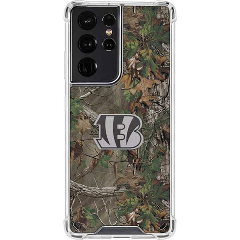 NFL Cincinnati Bengals Realtree Xtra Green Camo Galaxy S21 Ultra 5G Clear Case