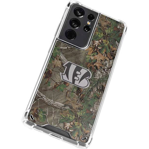 NFL Cincinnati Bengals Realtree Xtra Green Camo Galaxy S21 Ultra 5G Clear Case