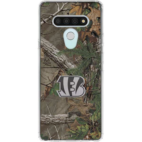 NFL Cincinnati Bengals Realtree Xtra Green Camo LG Stylo 6 Clear Case
