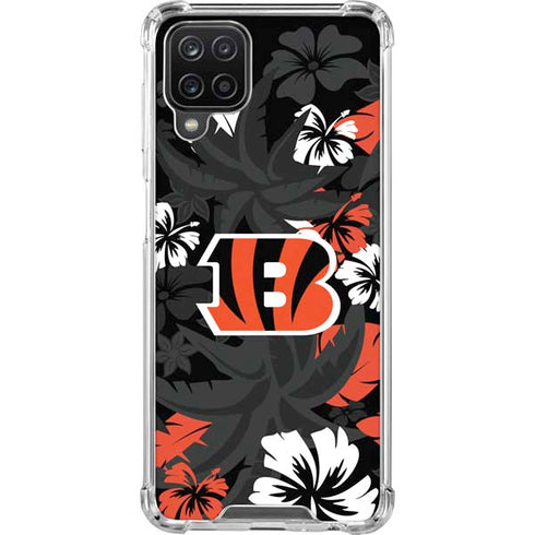 NFL Cincinnati Bengals Tropical Print Galaxy A12 Clear Case