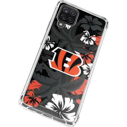 NFL Cincinnati Bengals Tropical Print Galaxy A12 Clear Case