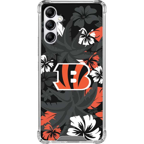 NFL Cincinnati Bengals Tropical Print Galaxy A14 5G Clear Case