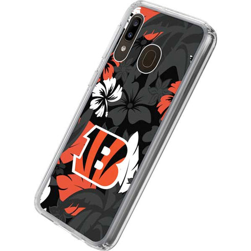 NFL Cincinnati Bengals Tropical Print Galaxy A20 Clear Case