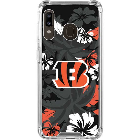 NFL Cincinnati Bengals Tropical Print Galaxy A30 Clear Case
