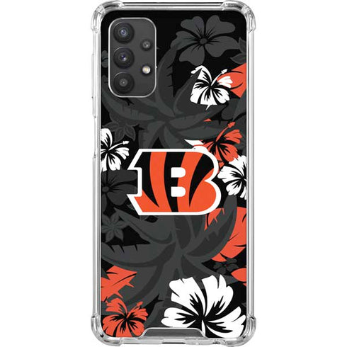 NFL Cincinnati Bengals Tropical Print Galaxy A32 5G Clear Case