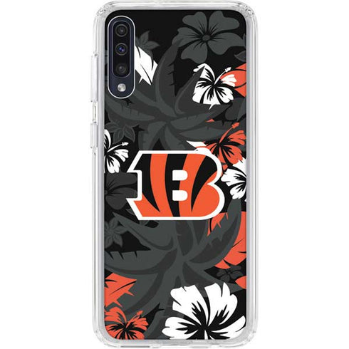 NFL Cincinnati Bengals Tropical Print Galaxy A50 Clear Case