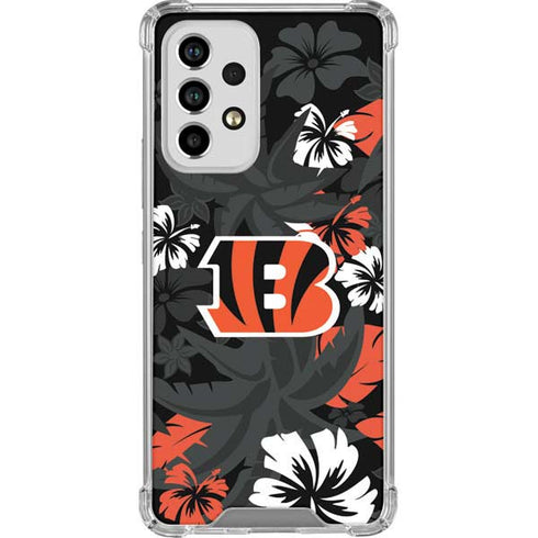 NFL Cincinnati Bengals Tropical Print Galaxy A53 5G Clear Case