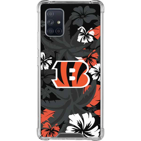 NFL Cincinnati Bengals Tropical Print Galaxy A71 5G Clear Case