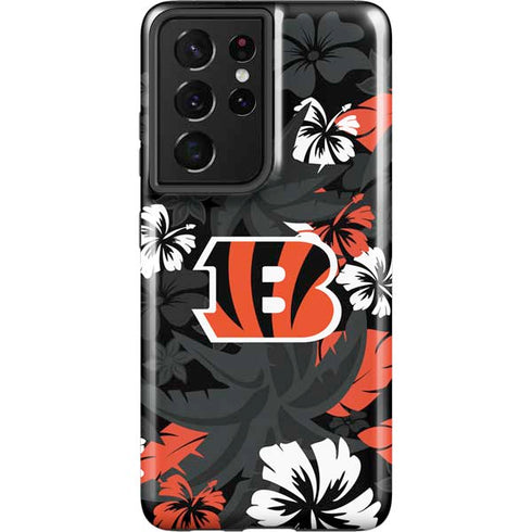 NFL Cincinnati Bengals Tropical Print Galaxy S21 Ultra 5G Pro Case