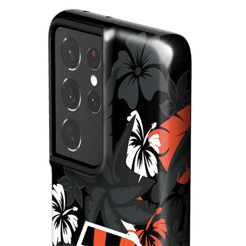 NFL Cincinnati Bengals Tropical Print Galaxy S21 Ultra 5G Pro Case
