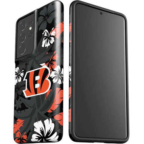 NFL Cincinnati Bengals Tropical Print Galaxy S21 Ultra 5G Pro Case