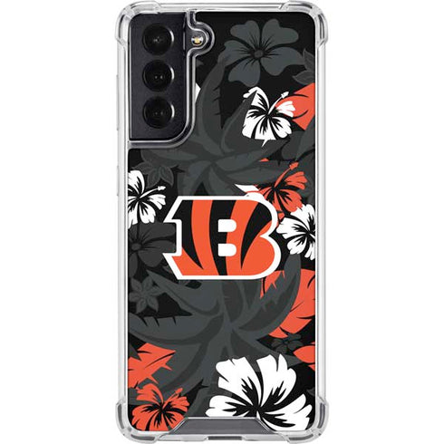 NFL Cincinnati Bengals Tropical Print Galaxy S22 Clear Case