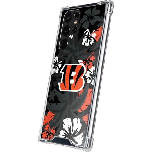 NFL Cincinnati Bengals Tropical Print Galaxy S22 Ultra Clear Case
