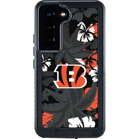 NFL Cincinnati Bengals Tropical Print Galaxy S23 Waterproof Case