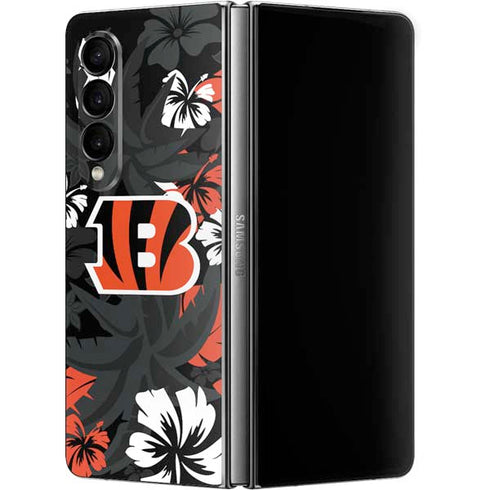 NFL Cincinnati Bengals Tropical Print Galaxy Z Fold4 5G Skin