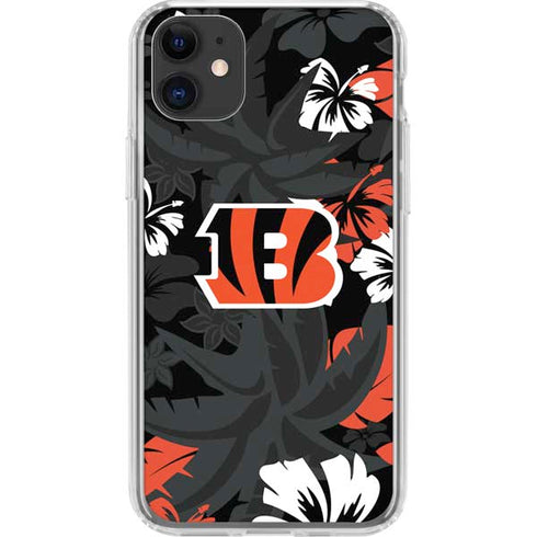 NFL Cincinnati Bengals Tropical Print iPhone 11 Clear Case