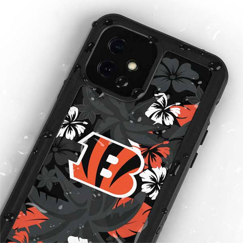 NFL Cincinnati Bengals Tropical Print iPhone 12 Mini Waterproof Case