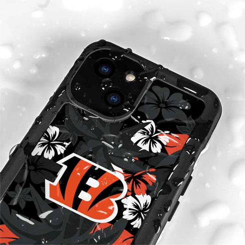 NFL Cincinnati Bengals Tropical Print iPhone 13 Mini Waterproof Case