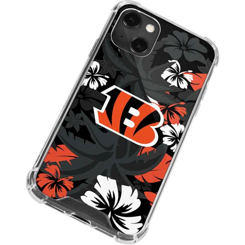 NFL Cincinnati Bengals Tropical Print iPhone 14 Plus Clear Case