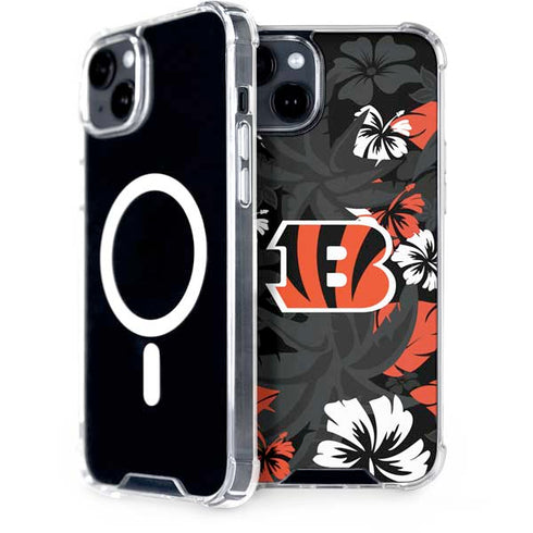 NFL Cincinnati Bengals Tropical Print iPhone 15 Plus MagSafe Case