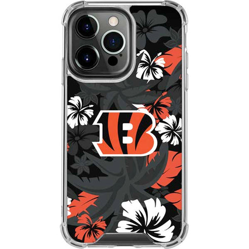 NFL Cincinnati Bengals Tropical Print iPhone 15 Pro Clear Case