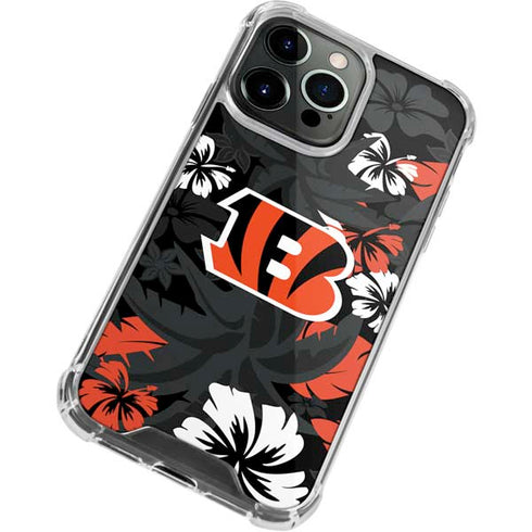 NFL Cincinnati Bengals Tropical Print iPhone 15 Pro Max Clear Case