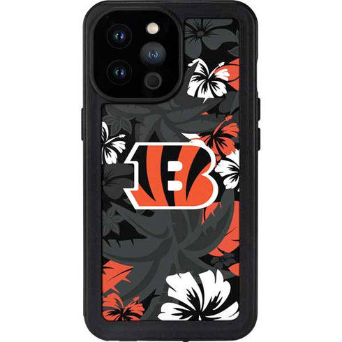 NFL Cincinnati Bengals Tropical Print iPhone 14 Pro Max Waterproof Case