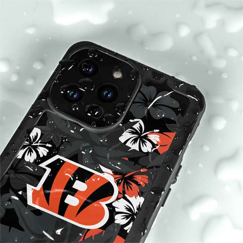 NFL Cincinnati Bengals Tropical Print iPhone 14 Pro Max Waterproof Case
